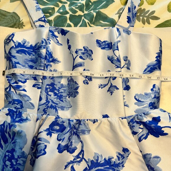 NWT Mestiza New York Puff Puff Floral Blue and white Jacquard Dress - Size 14 - Picture 14 of 14